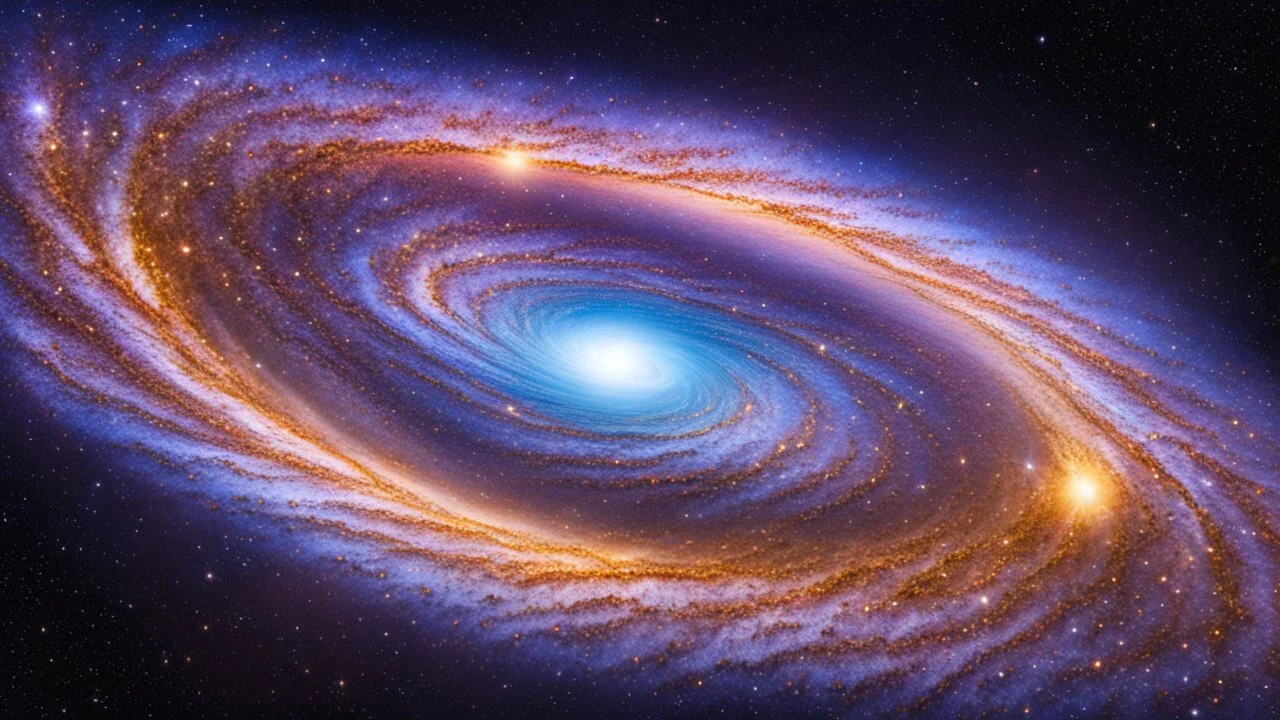 A beautiful flat horizontal galaxy in the middle of the cosmos.