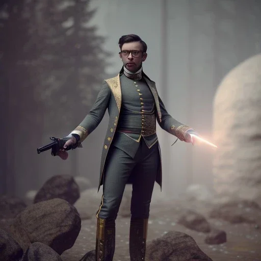 Full body, 3d render, asa butterfield, 1800's men style, 1800's men hair style, 1800's men clothes style, hyper realistic, octane render, unreal engine 5, 8k, palace background, uhd