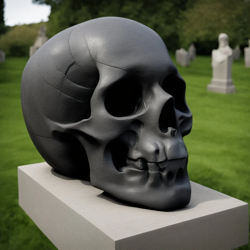 Memento Mori Statue, made of an very dark stone, stonesplash,