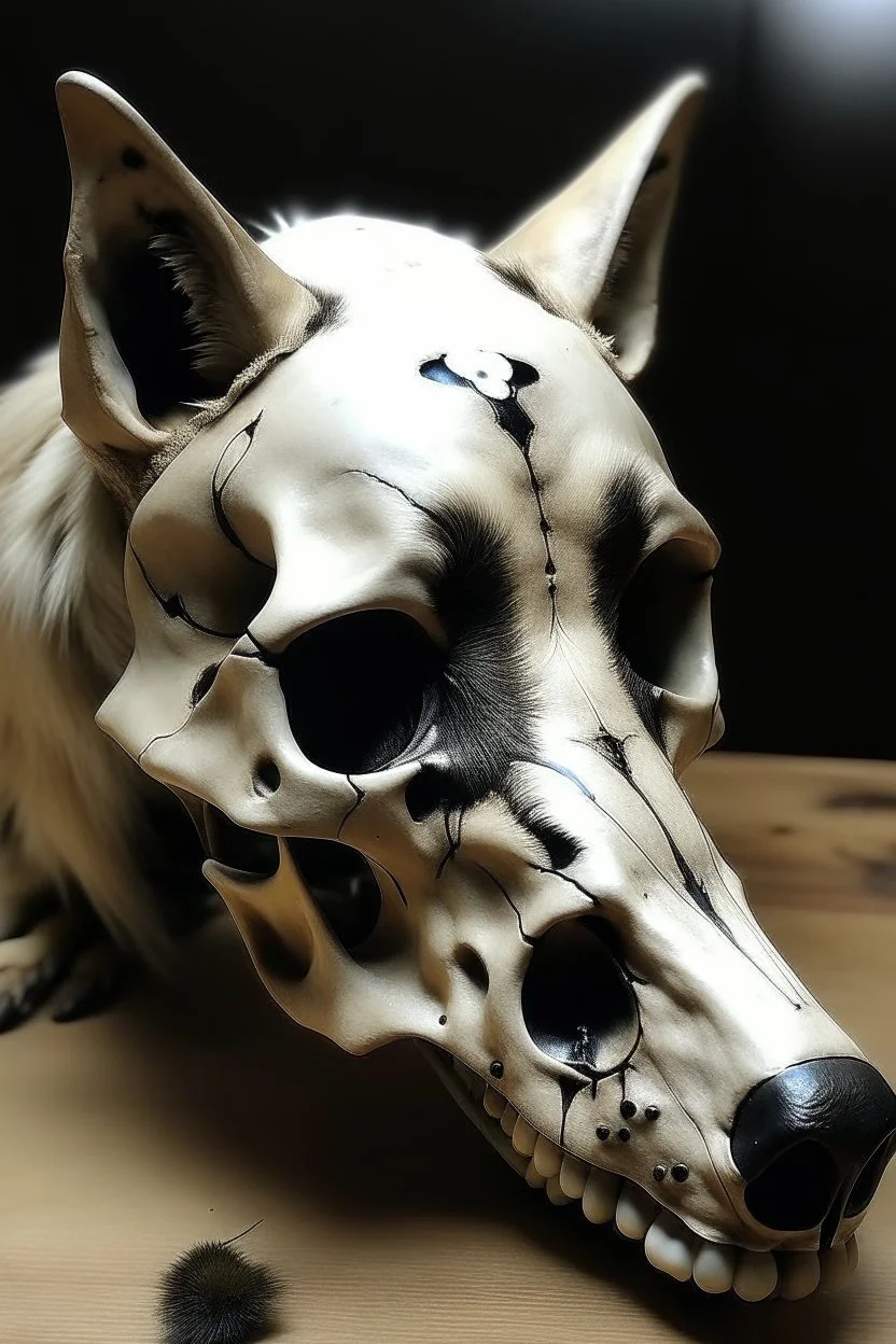 wolf skull with simple war paint on it