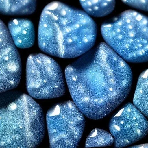 Blue raindrops on a rock, close up view, photo quality, stone marble