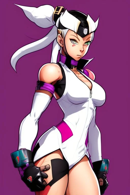 cammy white from street fighter wearing juri outfit in Yusuke Murata style