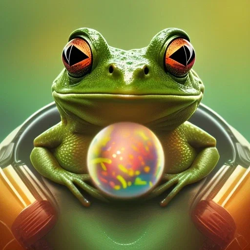 a frog with cosmic orbs