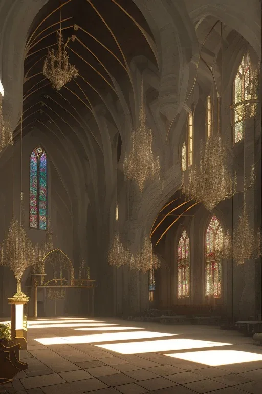 inside church, looking inside, atmospheric, realistic, cinematic lighting, octane render.