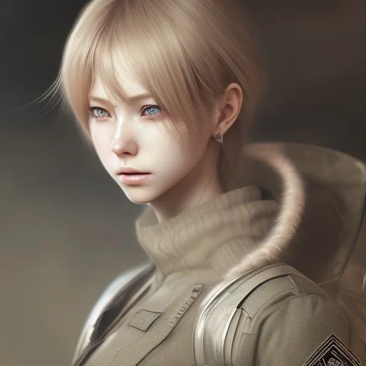 realistic anime waifu, in the style of "left alive", in action, stunningly beautiful, 25 years old, water color painting, perfect composition, beautiful, detailed, intricate, insanely detailed, octane render, trending on artstation, 8 k, artistic photography, photorealistic concept art, soft natural volumetric cinematic perfect light, chiaroscuro, award-winning photograph, masterpiece, oil on canvas, raphael, caravaggio, greg rutkowski, beeple, beksinski, giger