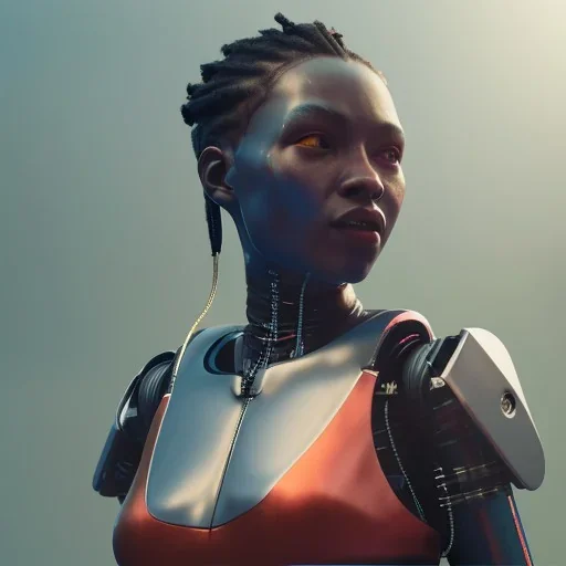 Cyberpunk robot, black girl, boxing in the ring, unreal engine 5, octane render,cinema4d, dynamic lighting, 8k, redshift render, highly, hyperrealism ultra detailed, hyper realistic.