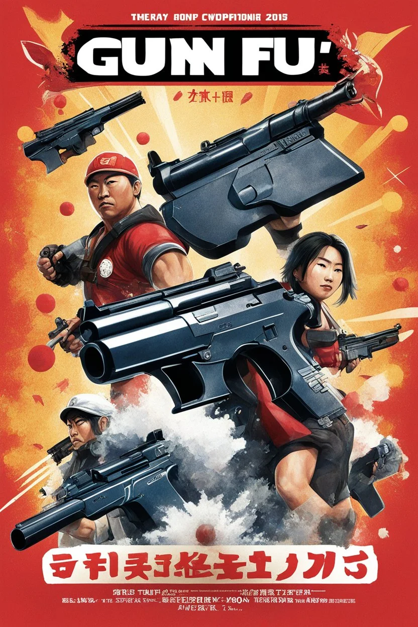 Poster of the GUN-FU competition of September 2025. Main illustration is a high res photo by John Woo
