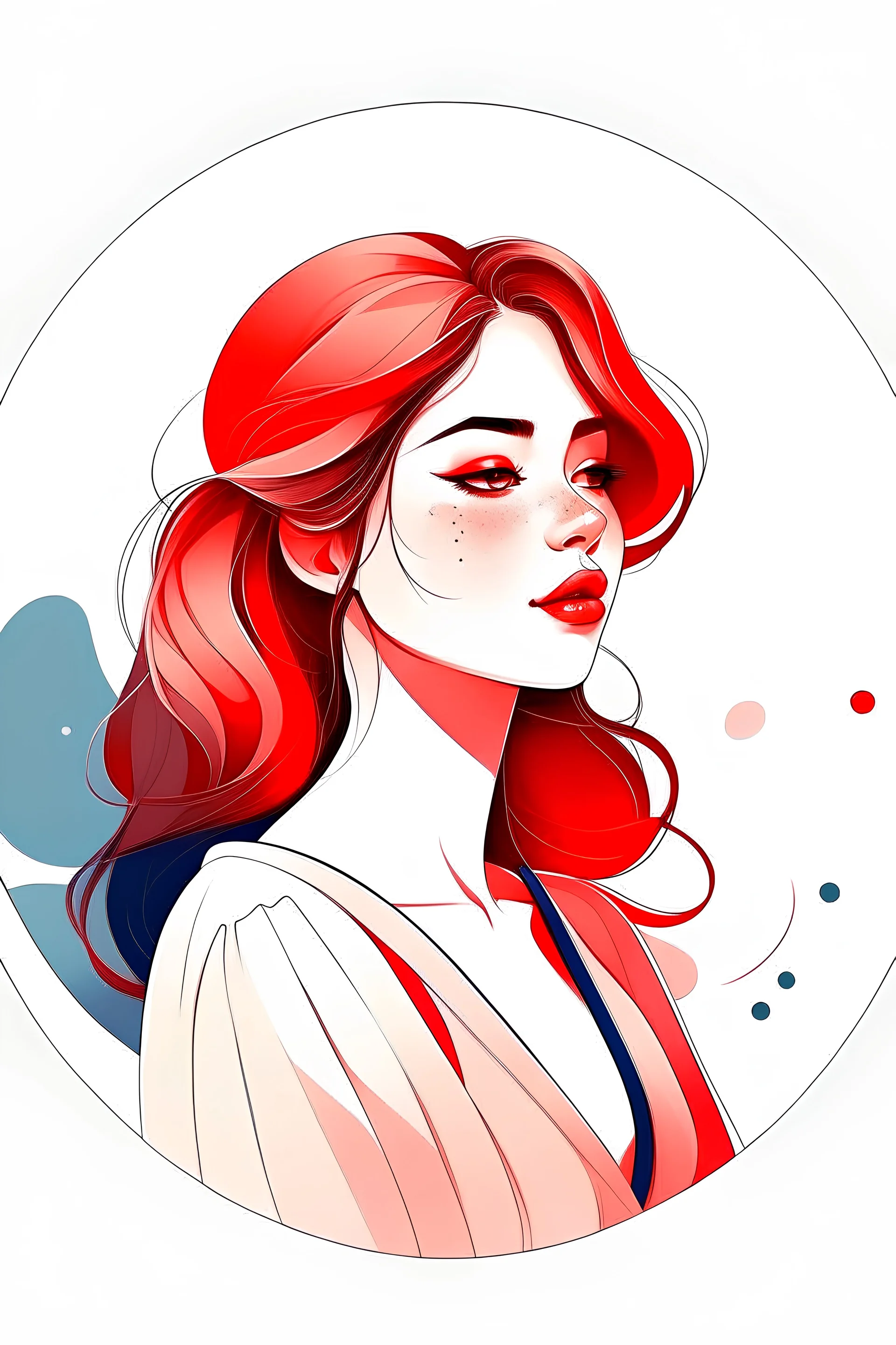 beautiful WOMAN, aesthetic, Vector Design, Concept Art, 4k, white background, circle, illustration