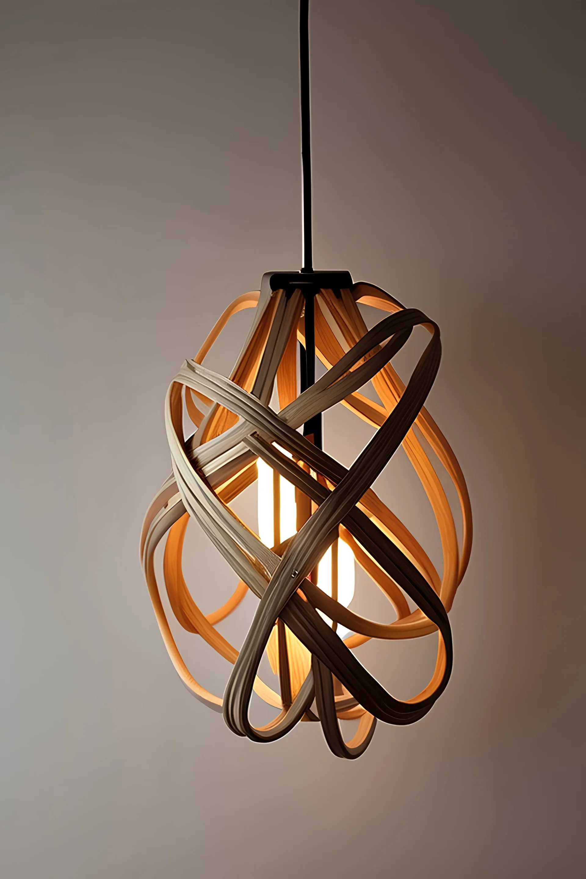 Cane lighting fixture which is of a different form and woven and there is a play of light and shadow. It should mimic nature and should include any other material with cane in the same fixture