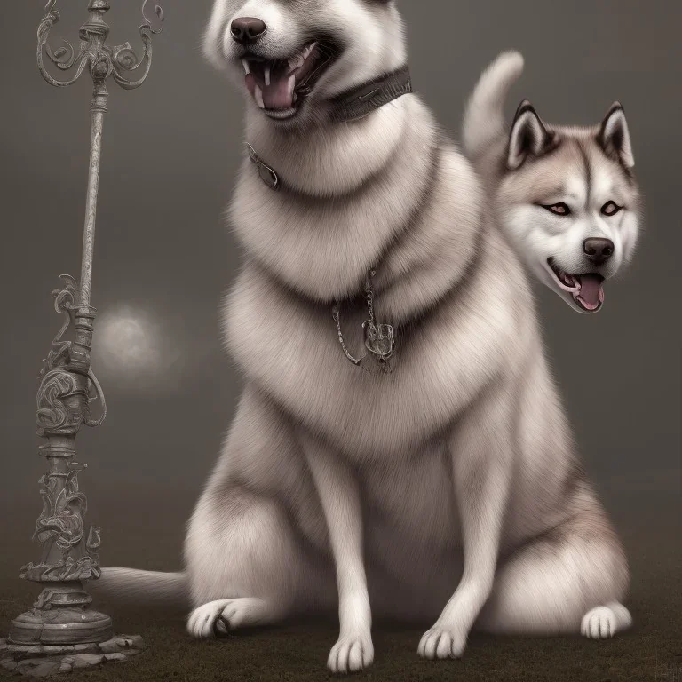 sad, abandoned, miserable akita dog tied to a pole with the Grim Reaper beside shitzhu dog on lonely highway, 8k resolution, high-quality, fine-detail, iridescent, intricate, digital art, detailed matte, volumetric lighting, illustration, 3D octane render, brian froud, howard lyon, selina french, anna dittmann, annie stokes, lisa parker, greg rutowski