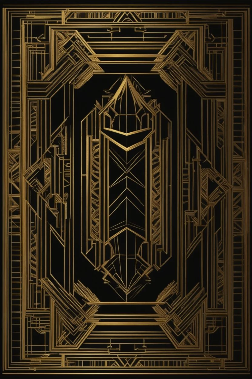 gold art deco book cover border on a black background