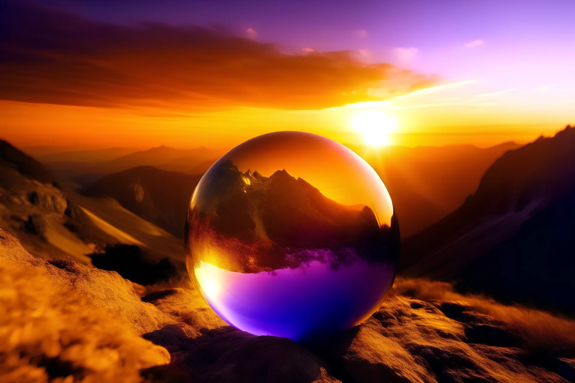 d t k y e a g in the big mountains trasparent random much little sphere in the sunset purple gold