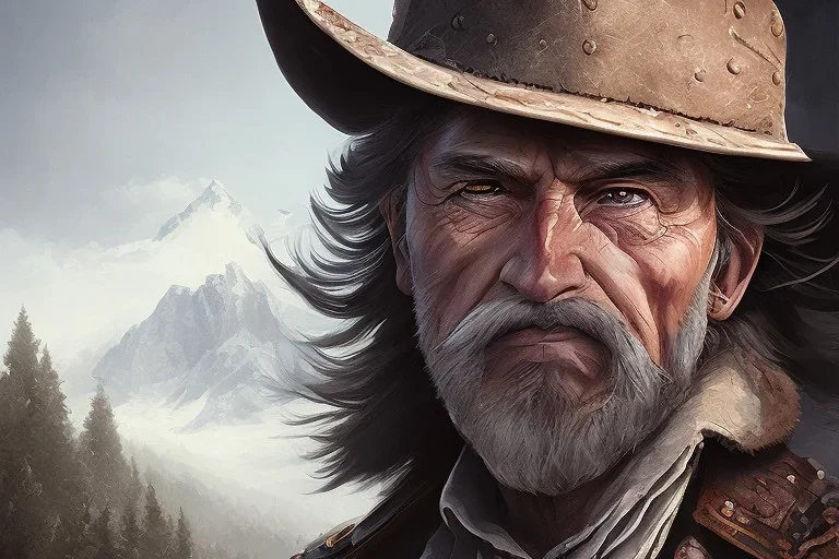 old RUGED cowboy face mountain