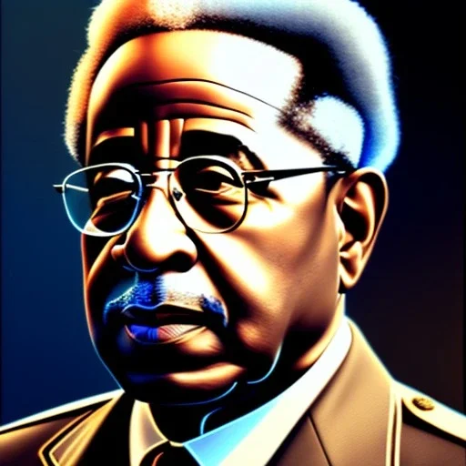 "Dizzy Gillespie, full-scale head and shoulders portrait, 8k resolution concept art portrait by Greg Rutkowski, Artgerm, WLOP, dizzy Gillespie dynamic lighting hyperdetailed intricately detailed Splash art trending on Artstation triadic colors Unreal Engine 5 volumetric lighting Splash art fantasy, Matt mercer