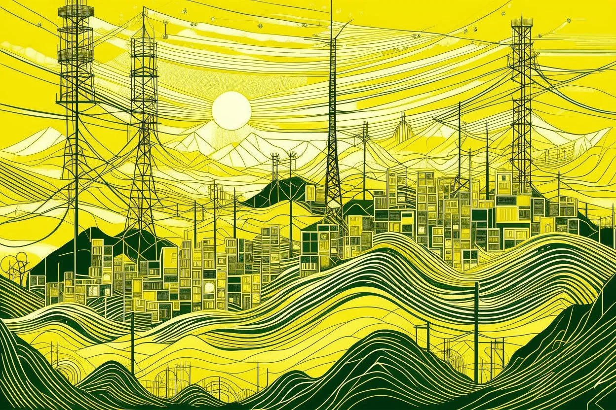 A pale yellow electrical shining noisy city designed in Kuna Molas