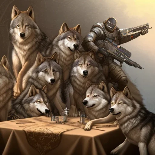 Wolf Pack sit at Table