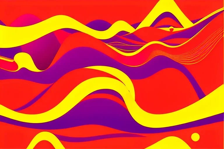 Vector Vector Vector technology abstract background with dynamic amorphous vector flowing gradient particle water curve waves and modern red, yellow, orange lines. Retro futurism geometric, cyberpunk.