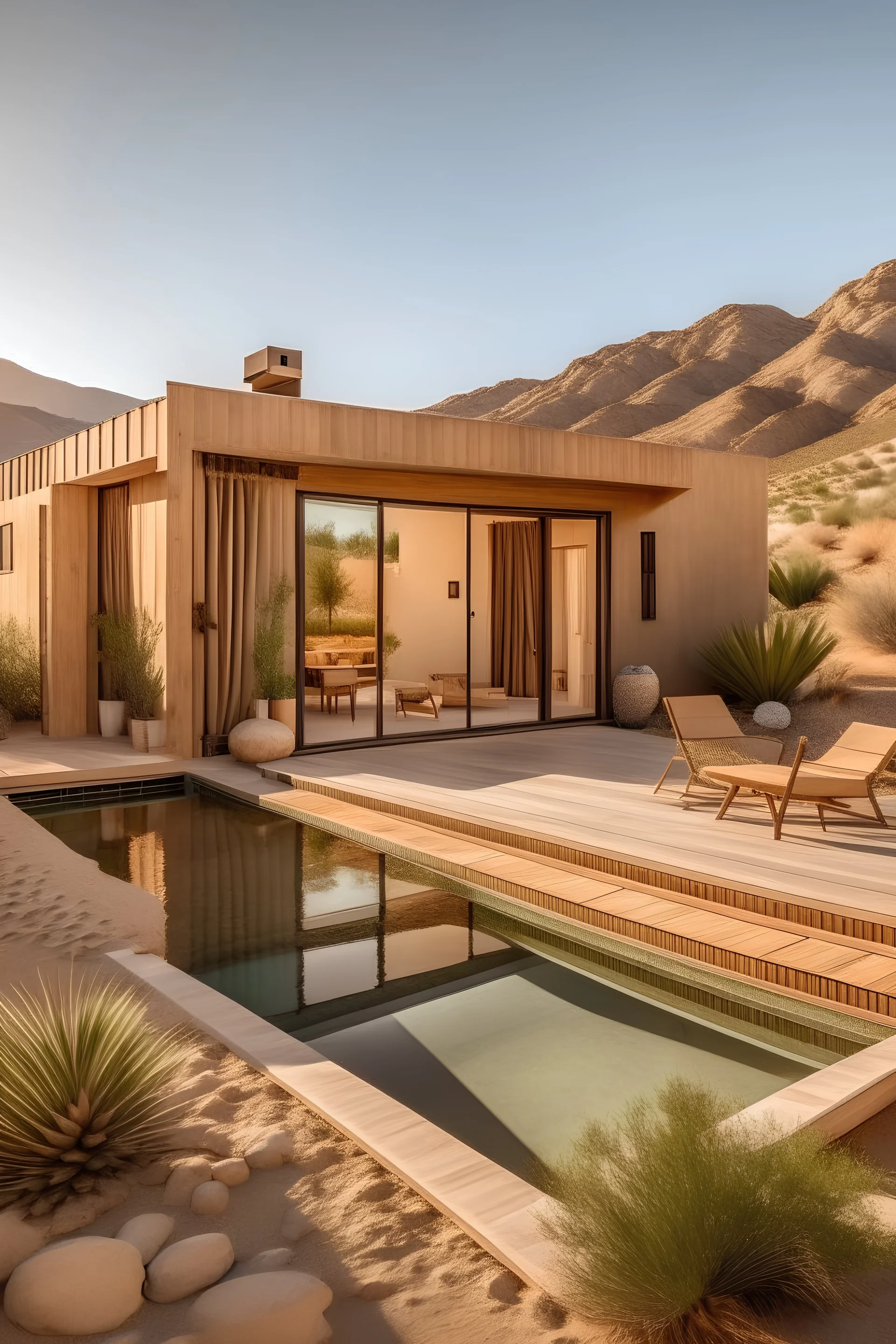 a small cozy home in the desert with more outdoor pool