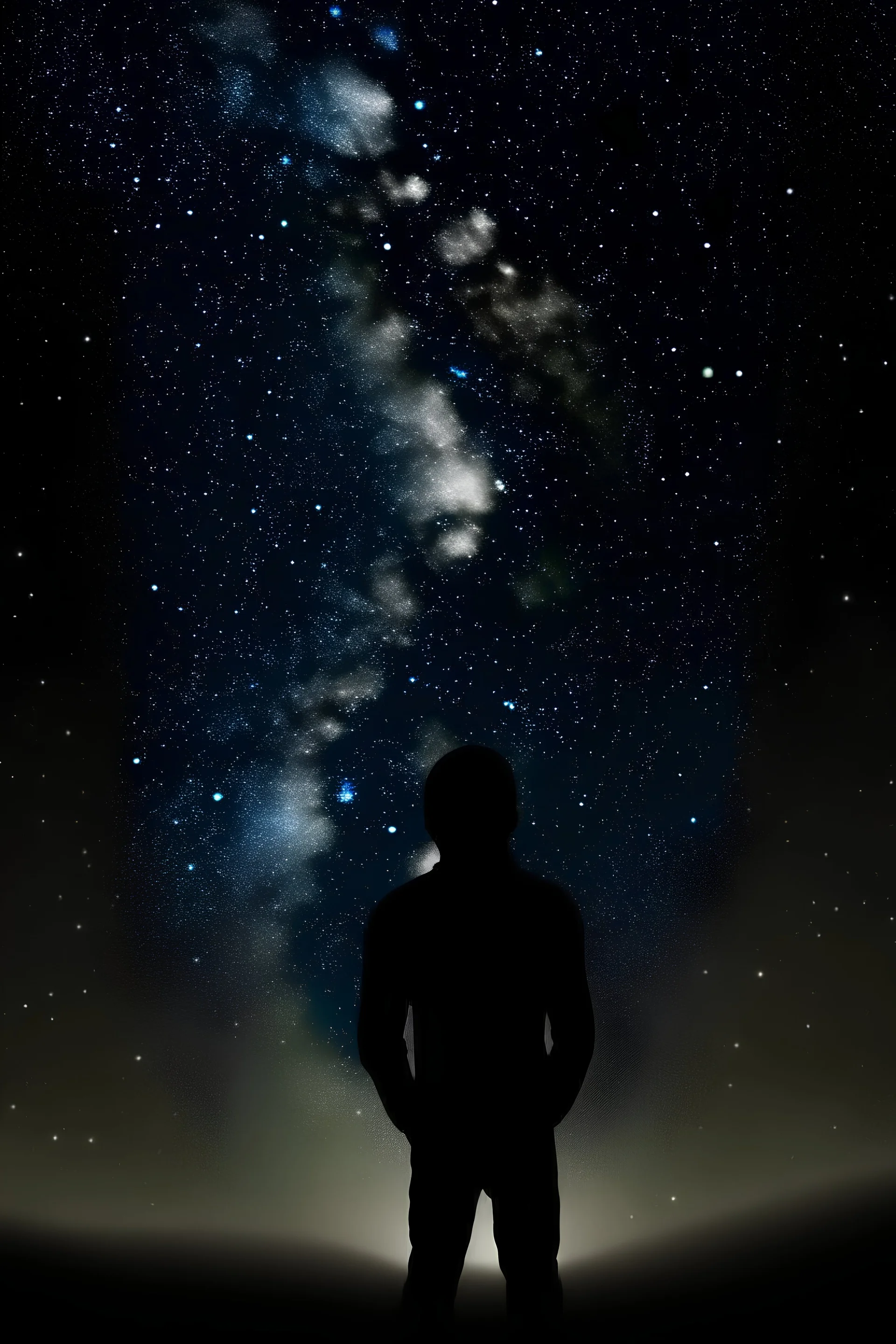 outline of a person gazing at the universe