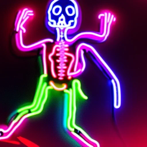 neon skeleton doing a dab