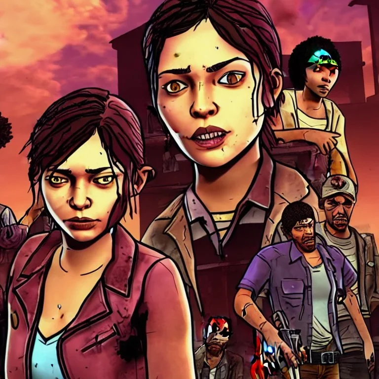 Clementine from the walking dead telltale fighthing some guys and she win beacause she strong art look like the game