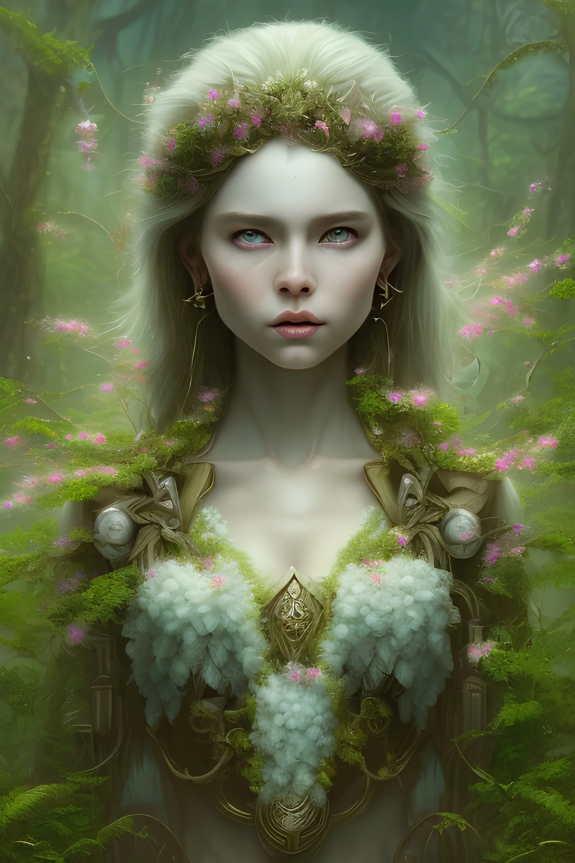 fae, sidhe, ominous, nature, orchids, dnd character portrait, intricate, oil on canvas, insanely detailed, 16k resolution, retroanime style, perfect eyes, round pupil, cinematic smooth, intricate detail , soft smooth lighting, soft pastel colors, painted Renaissance style