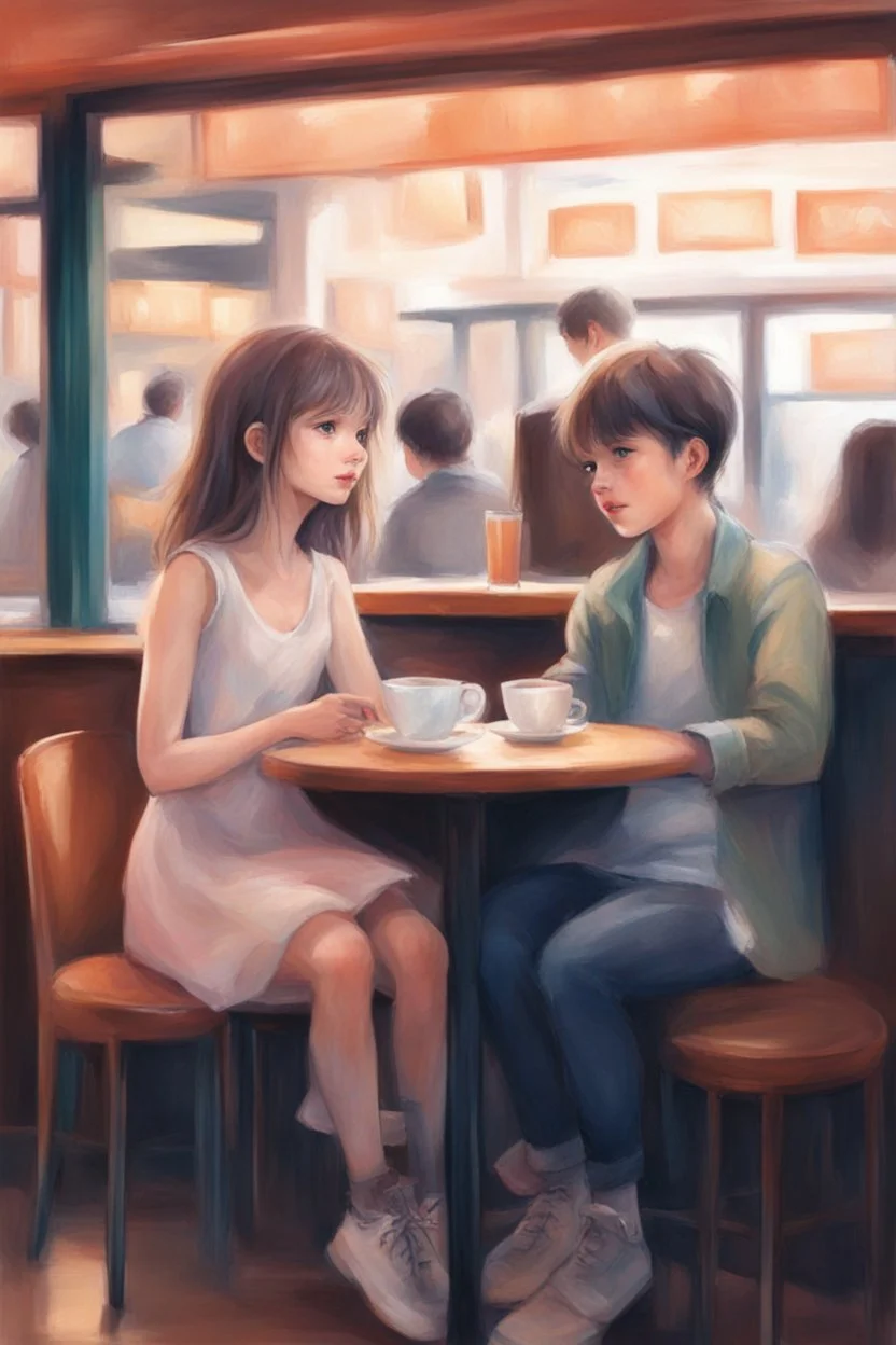 2 girl 1 boy in cafe