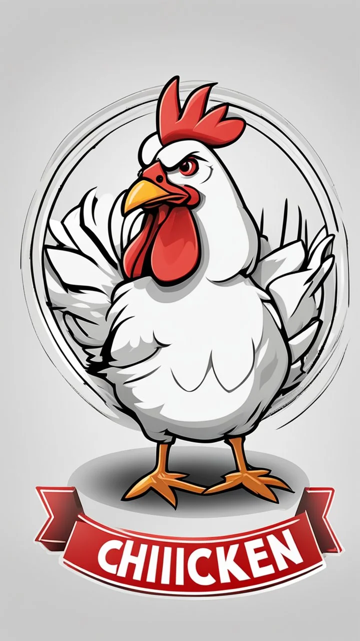 Generate a circular sticker design with the text 'Chicken' in the center. Ensure the background is clean and minimalist, providing a polished and professional appearance. The focus should be on the clarity of the text and the simplicity of the overall design, making it suitable for various applications.