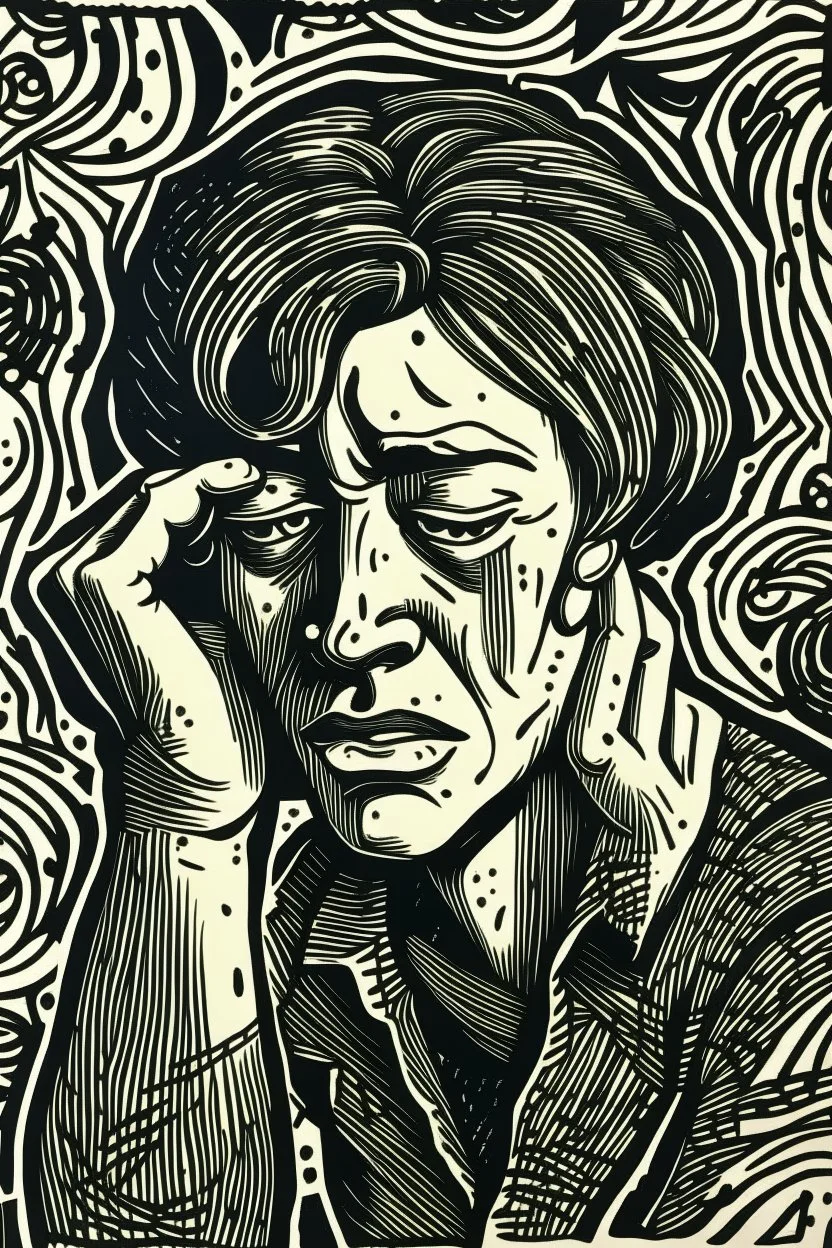 Block print lost and frustrated