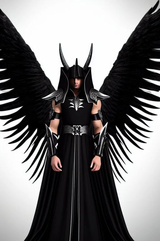 angel, demon, angel demon hybrid, half angel, half demon, black angel wings, white demon wings, black and white, balance, horns, armor, noble clothes, black and white armor, black and white clothes