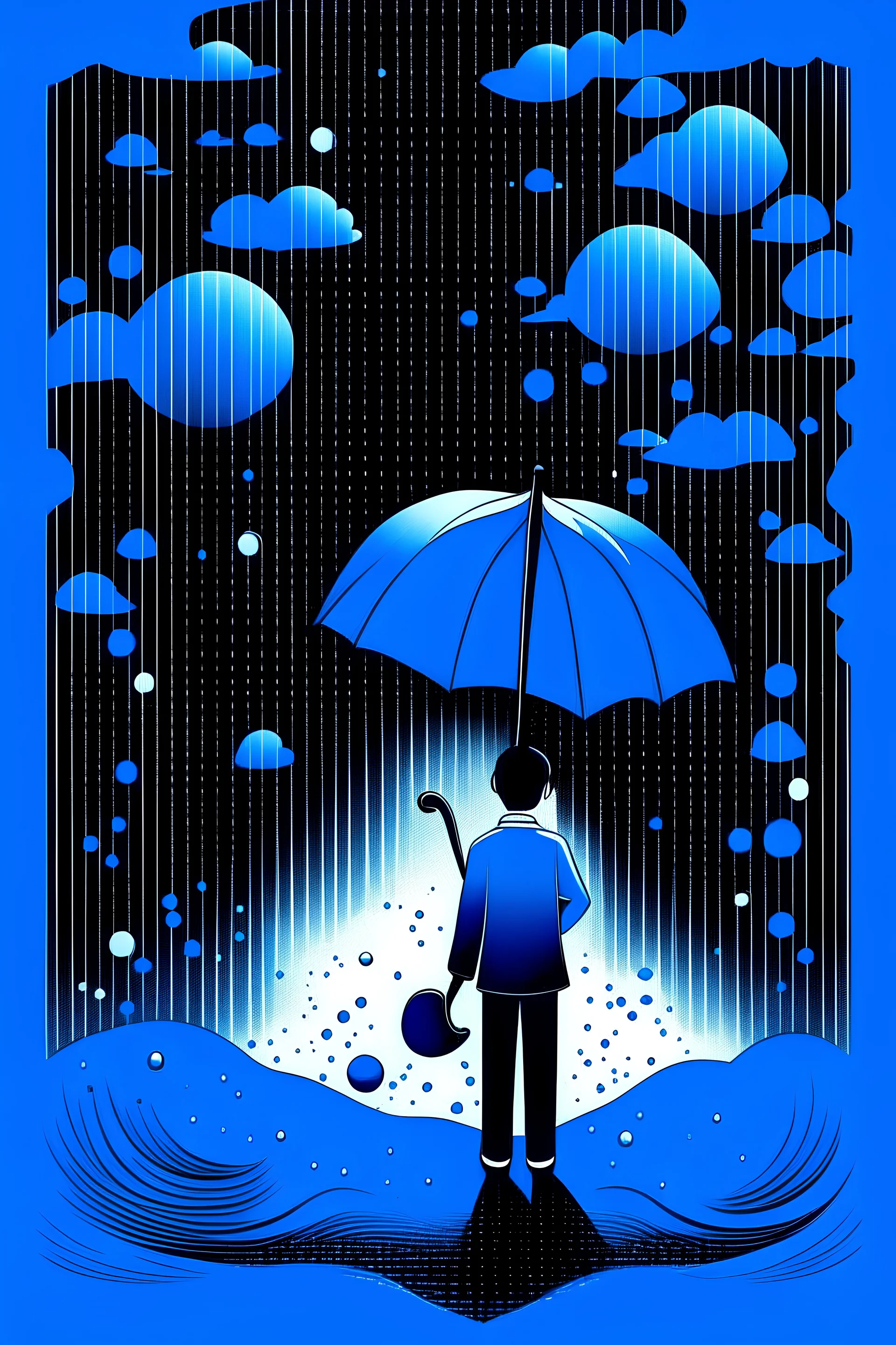 design an innovative and very but not too complicated cover page for Ruskin Bond's book 'The Blue Umbrella'