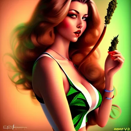 pin-up girl with marijuana