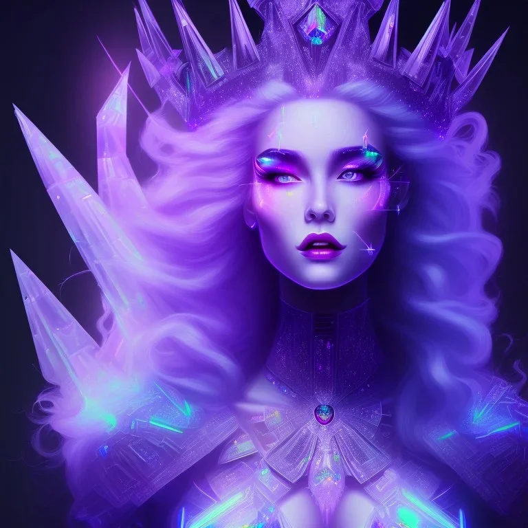 Ice crystal black queen full image neon light