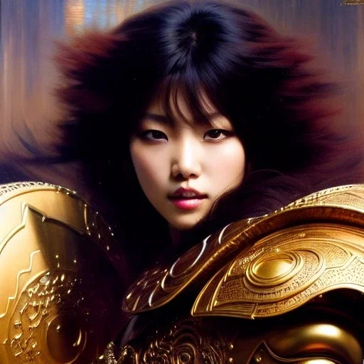 portrait beautiful face 'Yuria-Fist of the North Star',busty,ancient metal armor balanciaga fashion clothe painting by gaston bussiere, greg rutkowski, yoji shinkawa, yoshitaka amano, tsutomu nihei, donato giancola, tim hildebrandt, oil on canvas, cinematic composition, extreme detail,fit full head inside picture,16k