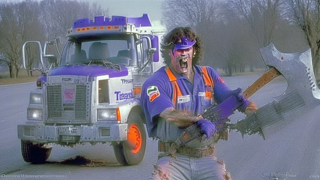 fedex driver with as chainsaw texas chainsaw massacre