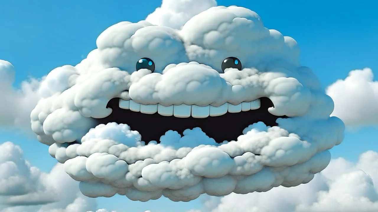 smiling cloud with teeth