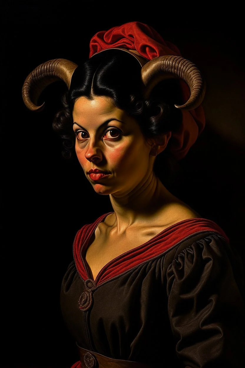 Portrait of a female tiefling, Caravaggio style