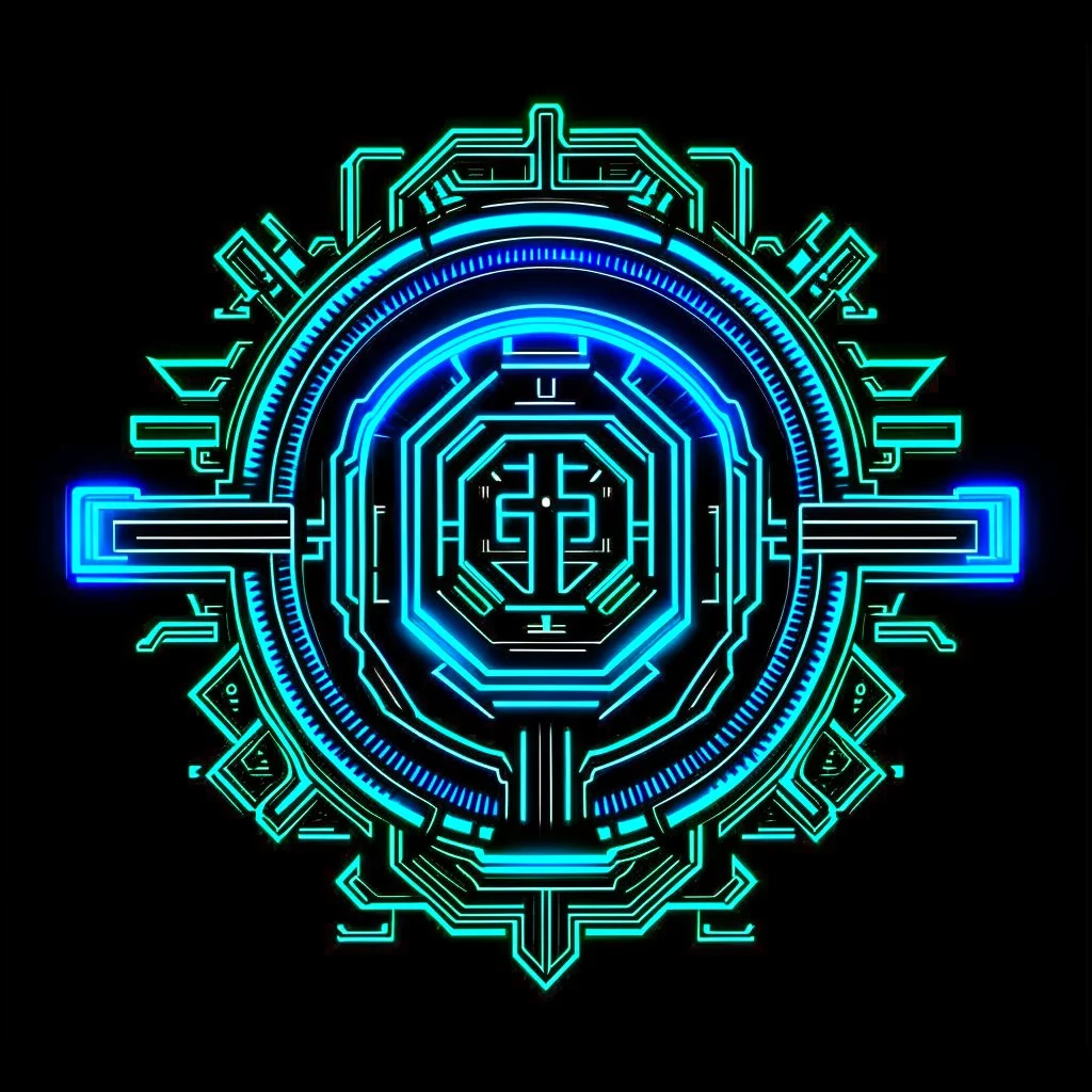 cyberpunk retro futuristic police symbol for comics