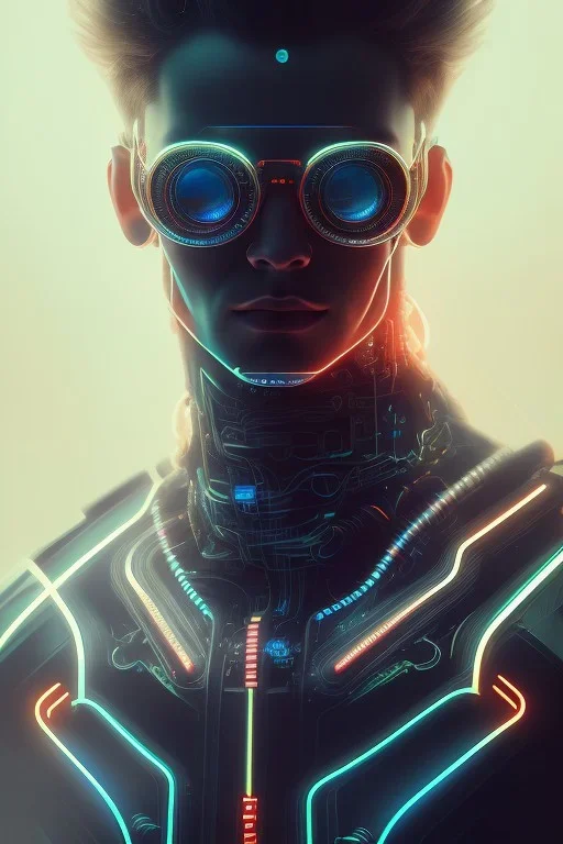 cyberpunk, head, men, portrai, tron