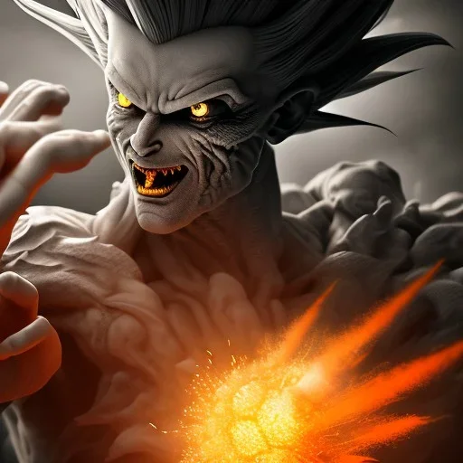 8k, Dark, horror, detail, Goku, fighting, cell