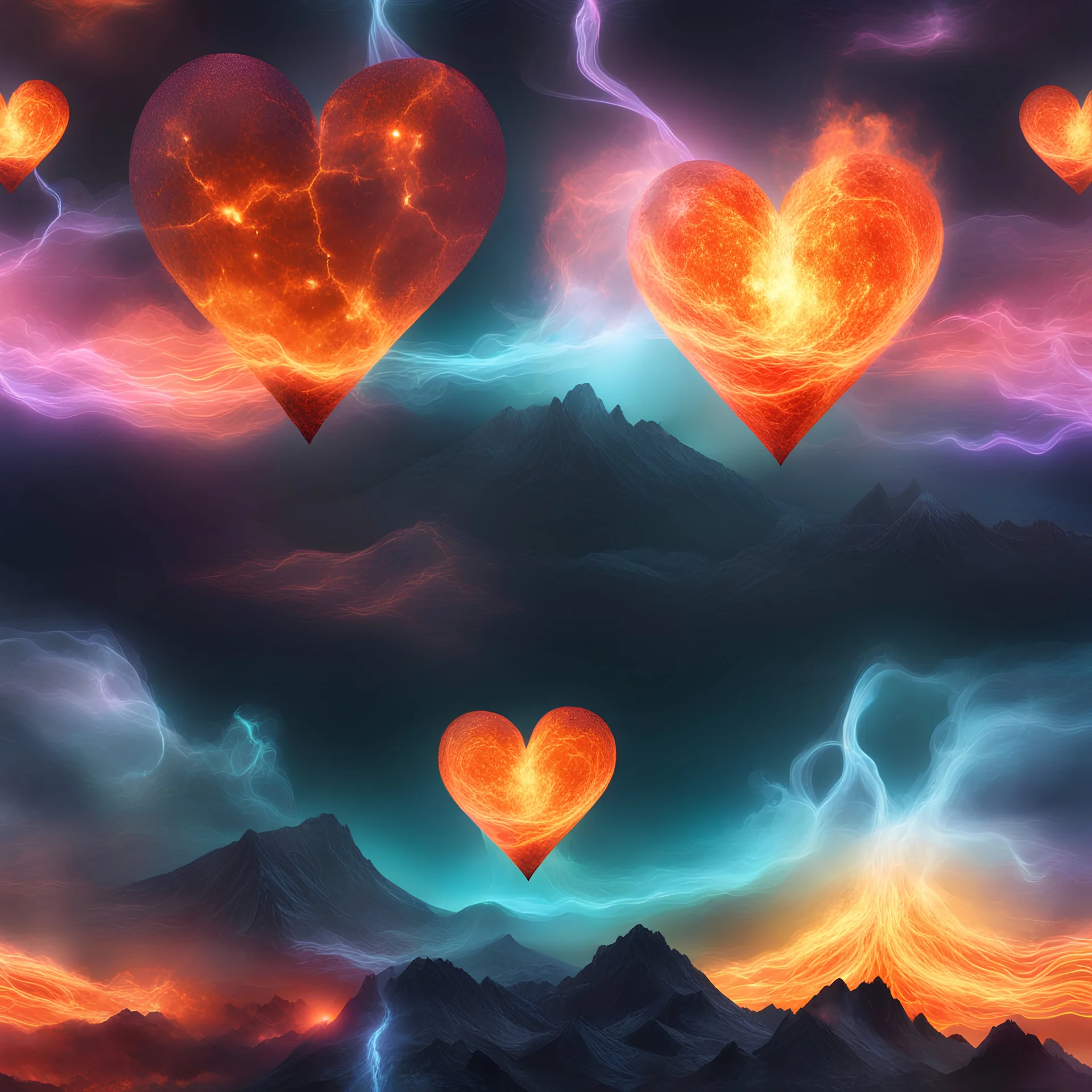 3D hearts and Stars and Bubbles, heart-shaped, electrifying, Gods and Monsters, close-up, portrait Outer Space, double exposure shadow of the ghost, Invisible, poignant, extremely colorful, Dimensional rifts, multicolored lightning, outer space, planets, stars, galaxies, fire, explosions, smoke, volcanic lava, Bubbles, craggy mountain peaks the flash in the background, 32k UHD, 1080p, 1200ppi, 2000dpi, digital photograph, heterosexual love, speedforce