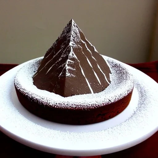 Matterhorn model made of chocolate sponge cake and biscuits