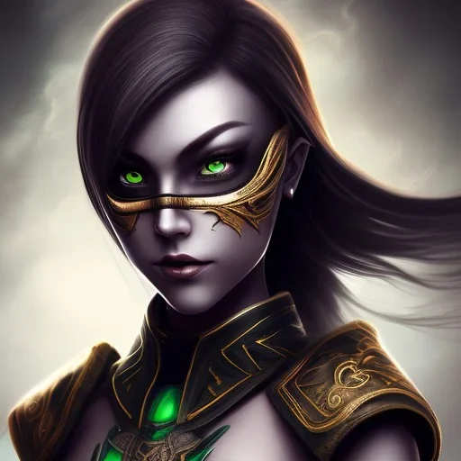 jade, mortal kombat, face, mouth open, dark clothes, dark ninja mask, black hair, brown eyes, woman, dark skin