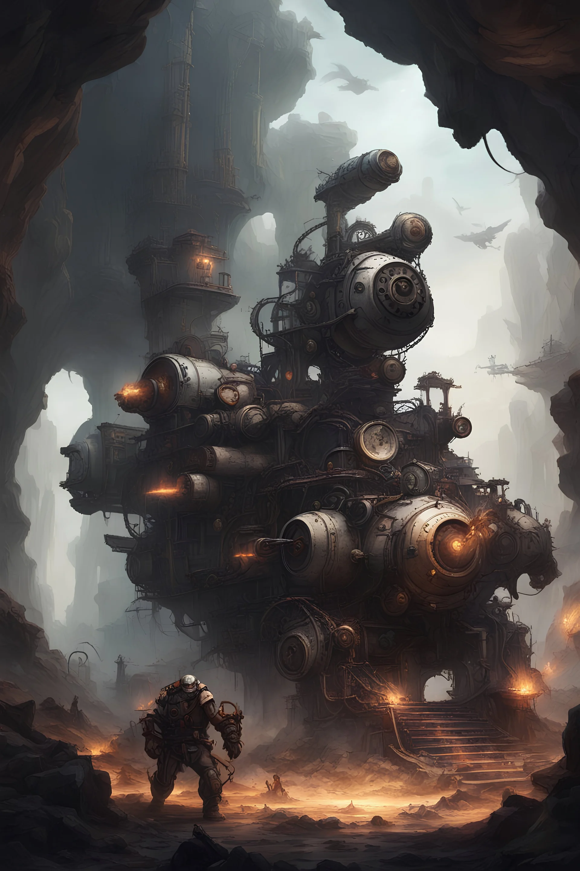 Steam-driven war machines and mechanical constructs reshape the landscape, but the delicate balance between nature and machine begins to unravel, causing unforeseen consequences that threaten to engulf the Shadowed Caverns in chaos.