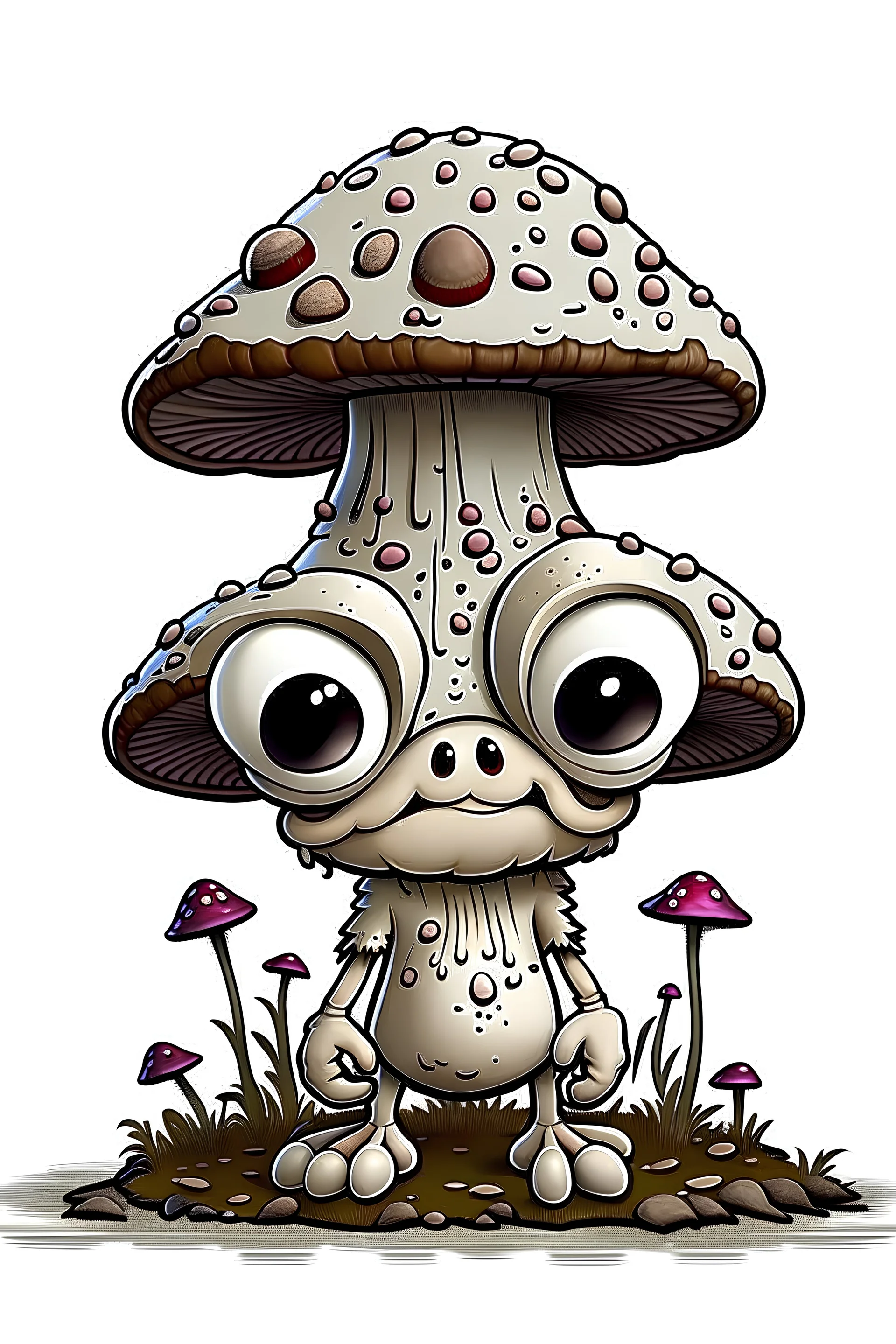 little mushrooms eyes two legs no background