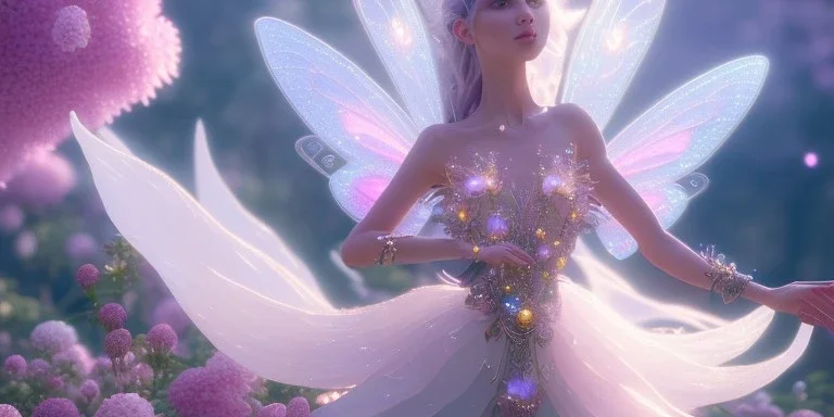 crystal subtle flower in a galactic ambiance beautiful fairy, transparent, delicate colors, in the foreground, full of details, smooth，soft light atmosphere, light effect，vaporwave colorful, concept art, smooth, extremely sharp detail, finely tuned detail, ultra high definition, 8 k, unreal engine 5, ultra sharp focus