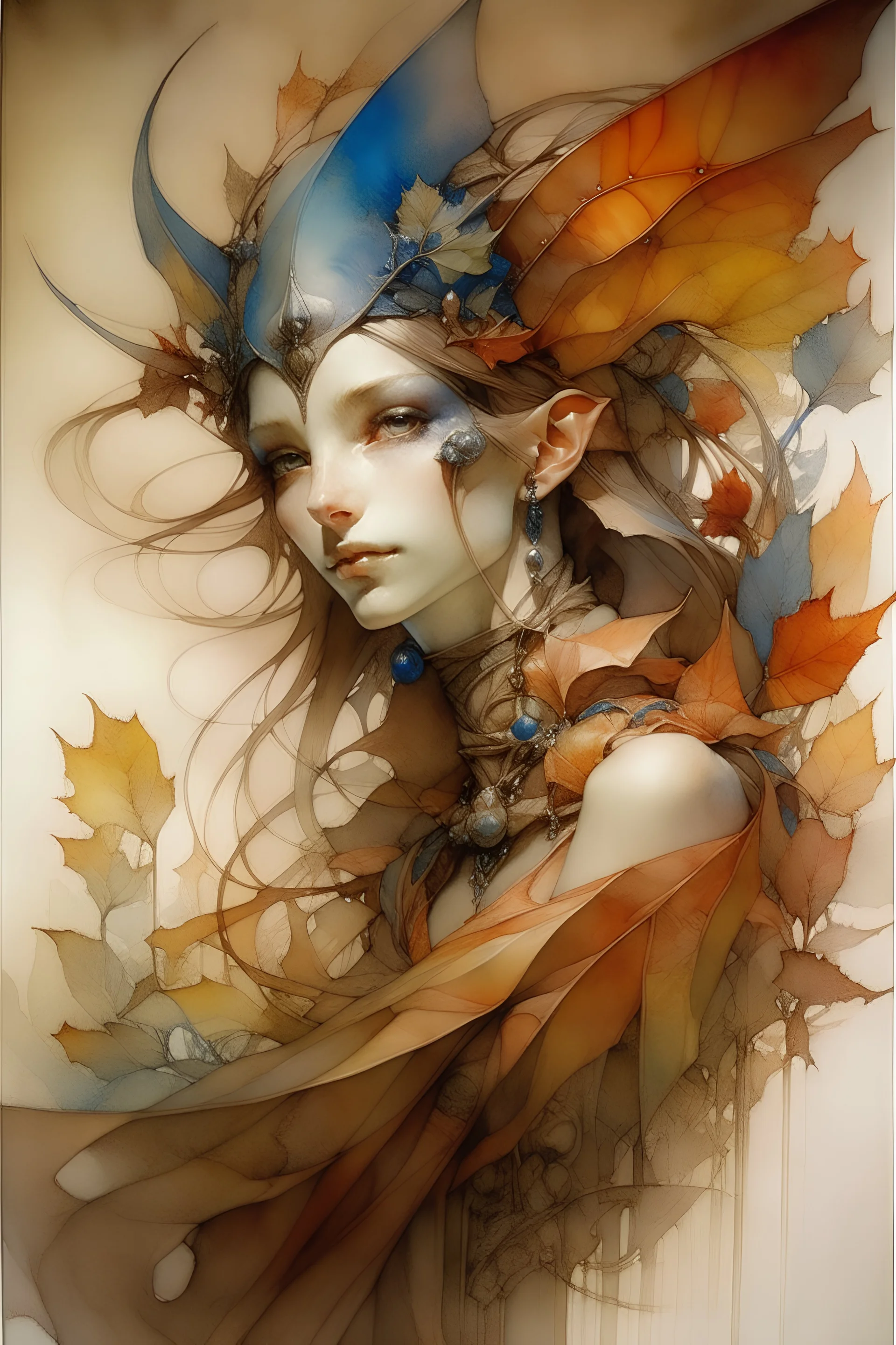 #colors #elf #fantasy #girl #harlquin Harlequin fantasy, by Jean-Baptiste Monge, watercolor ink, intricate details, fantasy, beautiful, award winning, fantastic view, comic book, Peter Gric, Ivan Shishkin, light reflections, deep colors, volumetric lighting, masterful