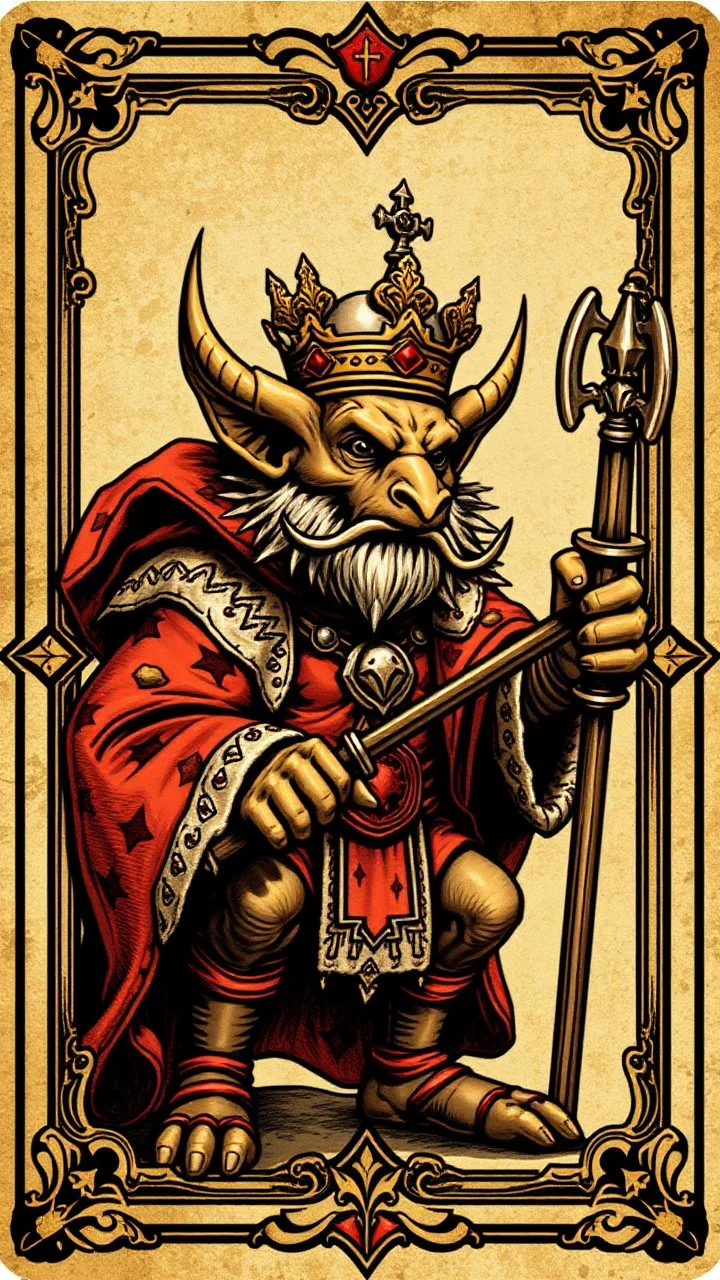 kobold king card with ornate frame