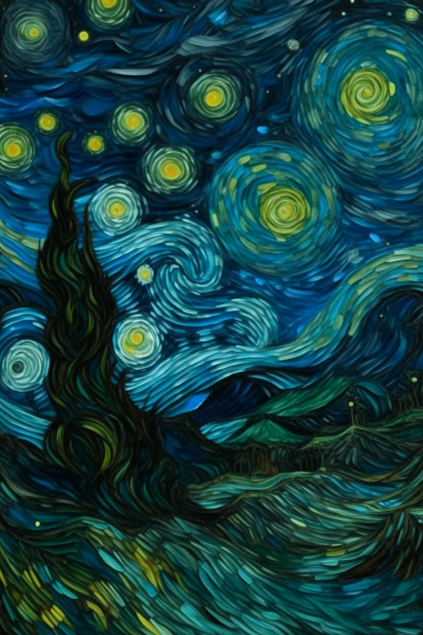 A bluish black galactic nightmare realm empire painted by Vincent van Gogh