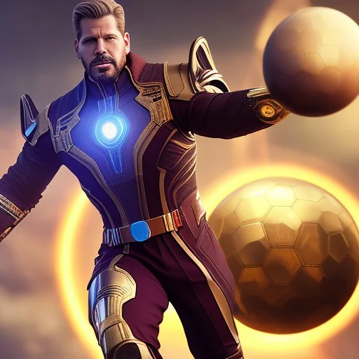 A sporty looking man while holding Thanos' gloves Two infinity gauntlets contain six infinity stones, one of which is made with nano In the hands of a powerful man walking